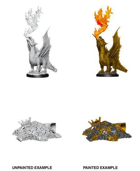 D&D Nolzur's Marvelous Miniatures Wave 11 Gold Dragon Wyrmling & Small Treasure Pile